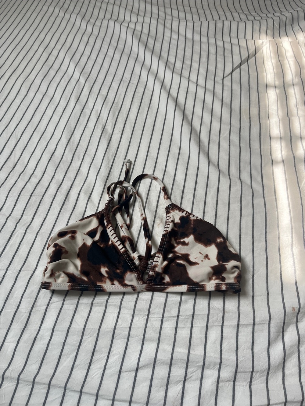 G/FORE Brown and White Cow-Print Bikini Top
